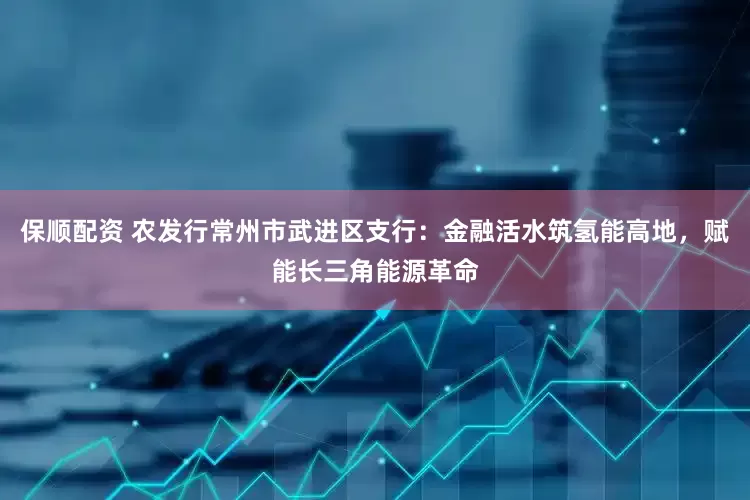 保顺配资 农发行常州市武进区支行：金融活水筑氢能高地，赋能长三角能源革命